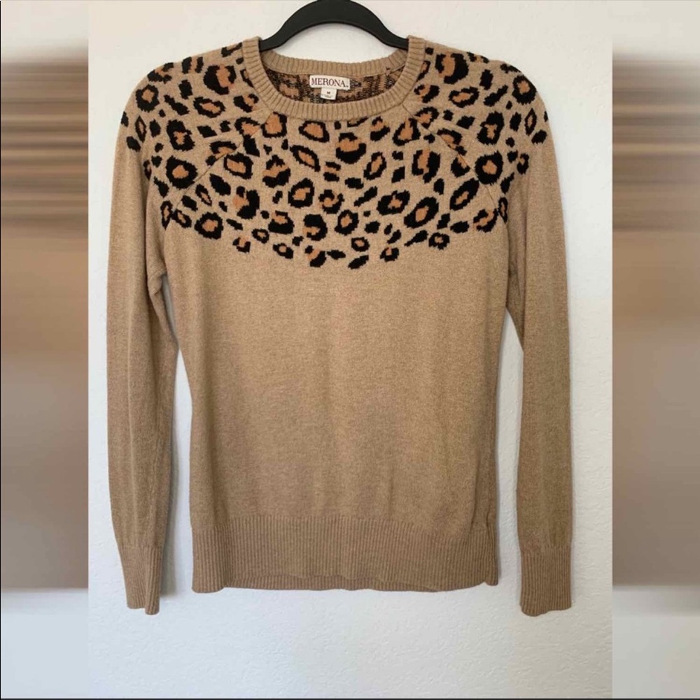 Cheetah Print Cream Sweater M